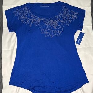 Apt. 9 Royal Blue Embellished Short Sleeve Tee